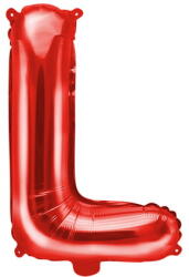 PartyDeco Mini fólia lufi - L betű 35 cm piros