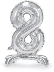 PartyDeco Talpas álló fólia lufi 8 ezüst 70 cm