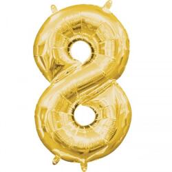 Amscan 8-as mini szám fólia lufi - arany 33 cm