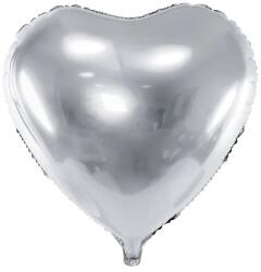 PartyDeco Fólia lufi - Szívecske, ezüst 61 cm