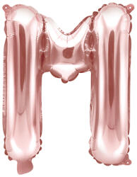 PartyDeco M betű mini fólia lufi - rózsaszín arany 35cm