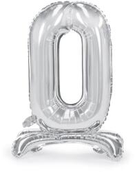 PartyDeco Talpas álló fólia lufi 0 ezüst 70 cm