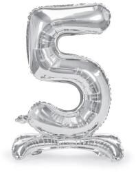 PartyDeco Talpas álló fólia lufi 5 ezüst 70 cm