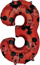 Amscan 3-as midi szám fólia lufi - Mickey Mouse 66 cm