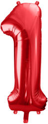 PartyDeco Fólia születésnapi balon szám 1 piros 86 cm