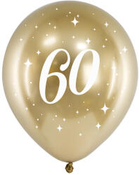 PartyDeco Latex lufik - arany szám 60 6 db