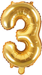 PartyDeco 3-as szám mini fólia lufi - arany 35cm
