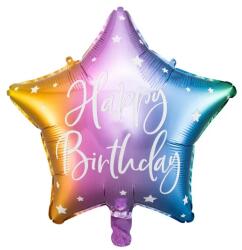 PartyDeco Fólia lufi - Happy birthday, színes 40 cm