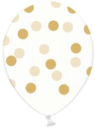 PartyDeco Átlátszó lufi arany pöttyökkel