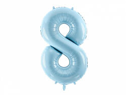 PartyDeco 8-as születésnapi szám fólia lufi - világoskék 86cm