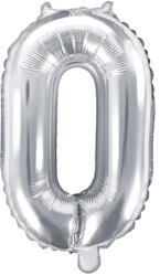 PartyDeco 0-ás szám mini fólia lufi - ezüst 35cm