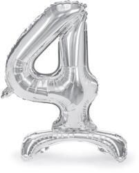 PartyDeco Talpas álló fólia lufi 4 ezüst 70 cm
