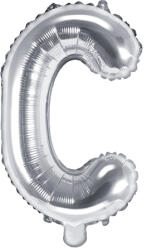 PartyDeco C betű mini fólia lufi - ezüst 35cm