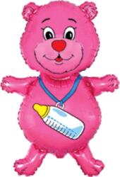 BP Fólia lufi - Rózsaszín maci üveggel