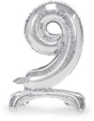 PartyDeco Talpas álló fólia lufi 9 ezüst 70 cm
