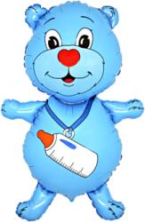 BP Fólia lufi - Kék maci üveggel