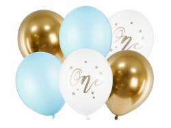 PartyDeco Latex lufik - Első születésnap kék 6 db