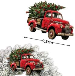  Nyomtatott dekorkarton - Autó fenyővel 9, 5cm 2db/csomag