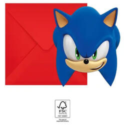  Sonic a sündisznó Sega party meghívó 6 db-os FSC (PNN95922) - szukits