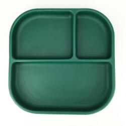 Coccorito Farfurie patrata din silicon compartimentata, Coccorito, Dark Green (coco_farf_sq_darkgreen) Set pentru masa bebelusi