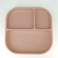 Coccorito Farfurie patrata din silicon compartimentata, Coccorito, Soft Pink (coco_farf_sq_softpink) Set pentru masa bebelusi