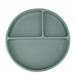 Coccorito Farfurie rotunda din silicon compartimentata, Coccorito, Mint (coco_farf_ro_mint) Set pentru masa bebelusi