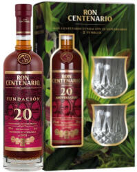 Centenario 20 éves Fundacion Rum + 2 db Pohár (0, 7L 40%)