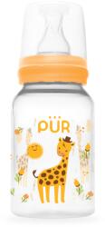 PUR BABY Biberon cu desen, galben, 0-3 luni, 125ml, PUR