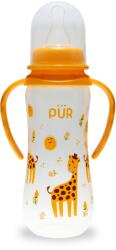 PUR BABY Biberon cu desen si manere, galben, +6 luni, 250ml, PUR