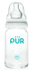 PUR BABY Biberon din sticla rezistenta la soc termic, 130ml, PUR