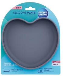 Canpol babies Silicone Suction Plate Heart Grey szilikontányér tapadófelülettel 300 ml