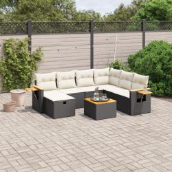 vidaXL 8 részes fekete polyrattan kerti ülőgarnitúra párnákkal (3265550)
