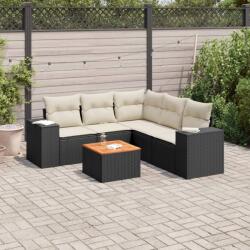vidaXL 6 részes fekete polyrattan kerti ülőgarnitúra párnákkal (3225440)