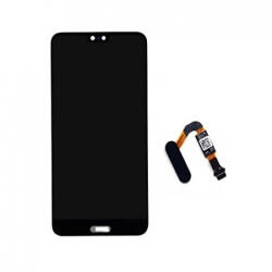 Huawei P20 Pro előlap keret, lcd kijelző és érintőpanel, ujjlenyomat érzékelő flex kábellel, fekete (gyári)