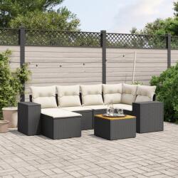 vidaXL 7 részes fekete polyrattan kerti ülőgarnitúra párnával (3225545)