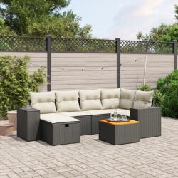 vidaXL 7 részes fekete polyrattan kerti ülőgarnitúra párnával (3265172)