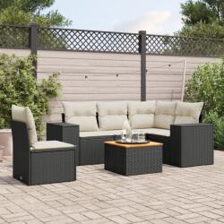 vidaXL 6 részes fekete polyrattan kerti ülőgarnitúra párnákkal (3257778)