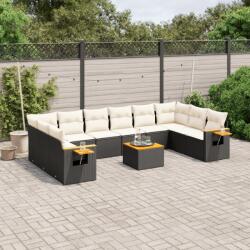 vidaXL 11 részes fekete polyrattan kerti ülőgarnitúra párnákkal (3259571)