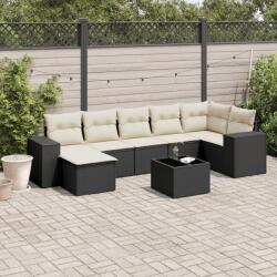 vidaXL 8 részes fekete polyrattan kerti ülőgarnitúra párnákkal (3222885)