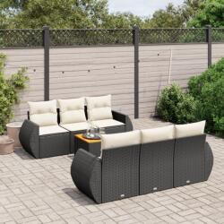 vidaXL 7 részes fekete polyrattan kerti ülőgarnitúra párnával (3224894)