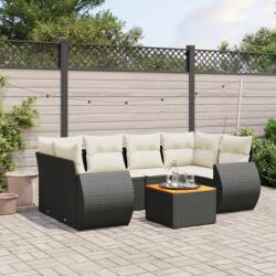 vidaXL 7 részes fekete polyrattan kerti ülőgarnitúra párnával (3224901)