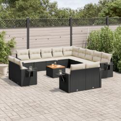 vidaXL 14 részes fekete polyrattan kerti ülőgarnitúra párnákkal (3257169)
