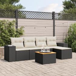 vidaXL 6 részes fekete polyrattan kerti ülőgarnitúra párnákkal (3225419)