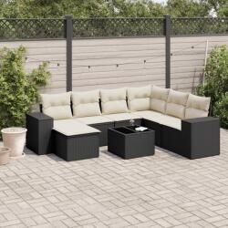 vidaXL 8 részes fekete polyrattan kerti ülőgarnitúra párnákkal (3222905)
