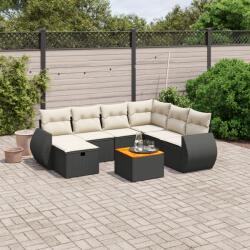 vidaXL 8 részes fekete polyrattan kerti ülőgarnitúra párnákkal (3265074)