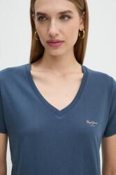Pepe Jeans pamut póló FIORE V NECK női, sötétkék, PL505948 - sötétkék XS