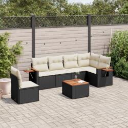vidaXL 7 részes fekete polyrattan kerti ülőgarnitúra párnával (3226861)
