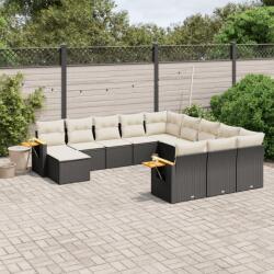 vidaXL 11 részes fekete polyrattan kerti ülőgarnitúra párnákkal (3259606)