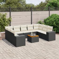 vidaXL 10 részes fekete polyrattan kerti ülőgarnitúra párnákkal (3225587)