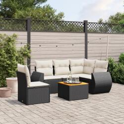 vidaXL 6 részes fekete polyrattan kerti ülőgarnitúra párnákkal (3225006)